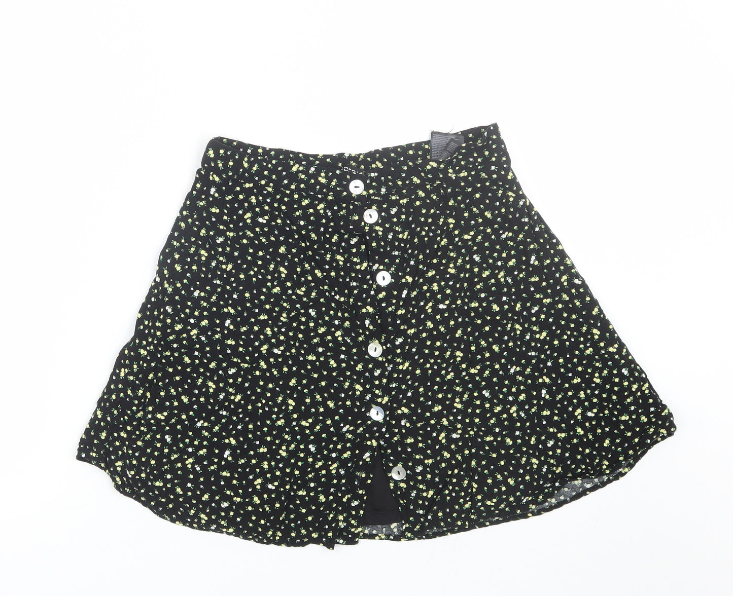 H&M Womens Black Floral  Mini Skirt Size 6