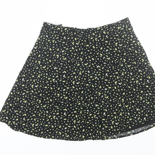 H&M Womens Black Floral  Mini Skirt Size 6
