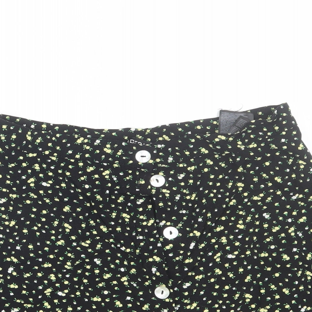 H&M Womens Black Floral  Mini Skirt Size 6