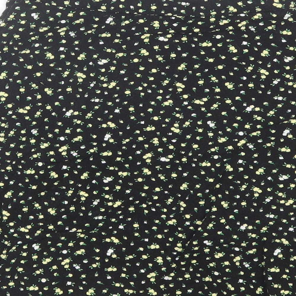 H&M Womens Black Floral  Mini Skirt Size 6