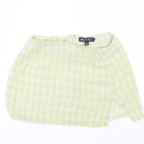 Motel Womens Green Plaid  Mini Skirt Size S