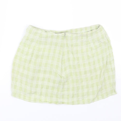 Motel Womens Green Plaid  Mini Skirt Size S