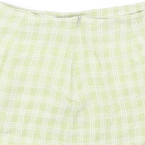 Motel Womens Green Plaid  Mini Skirt Size S