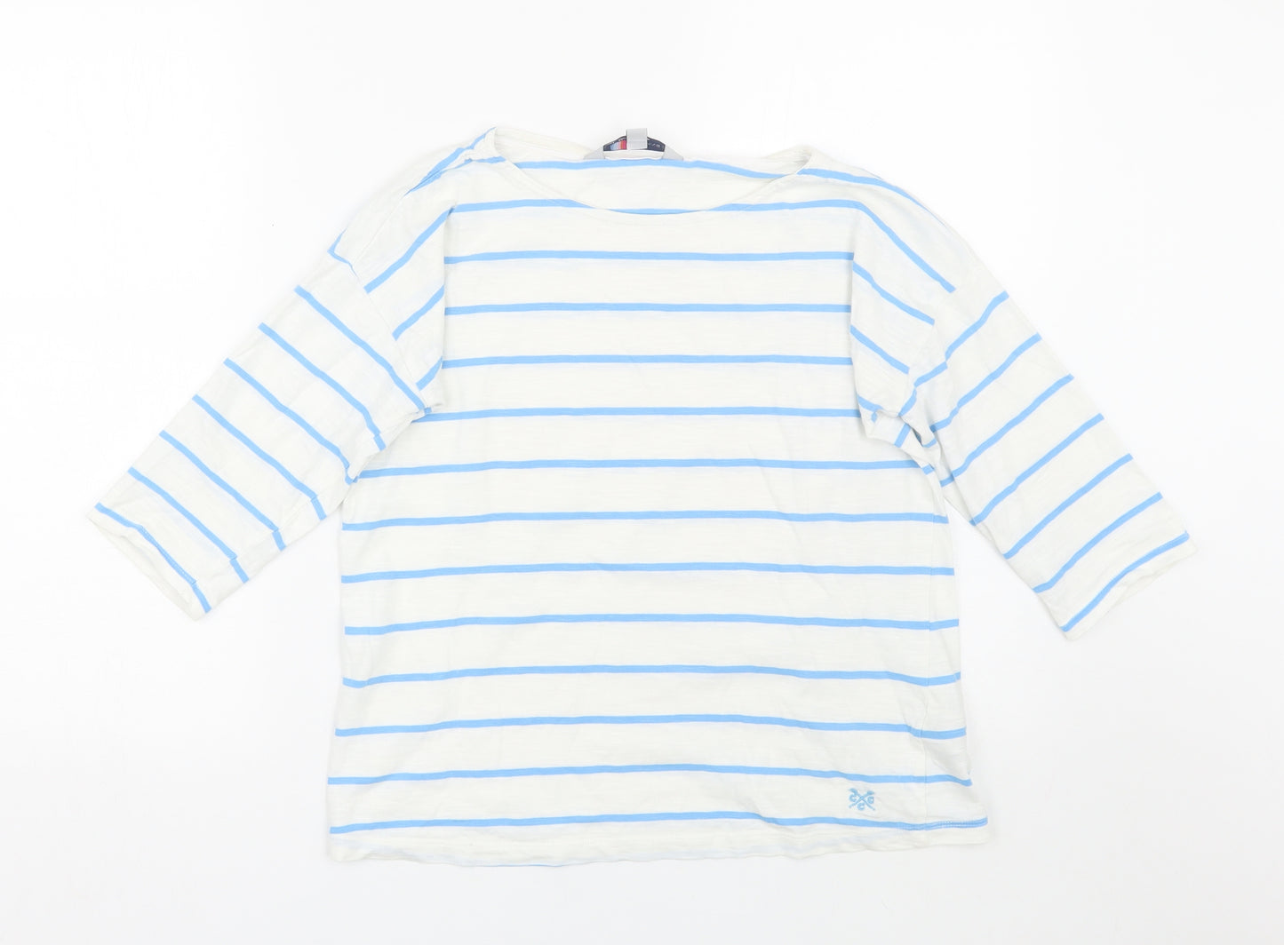 Crew Clothing Womens White Striped  Basic T-Shirt Size 8