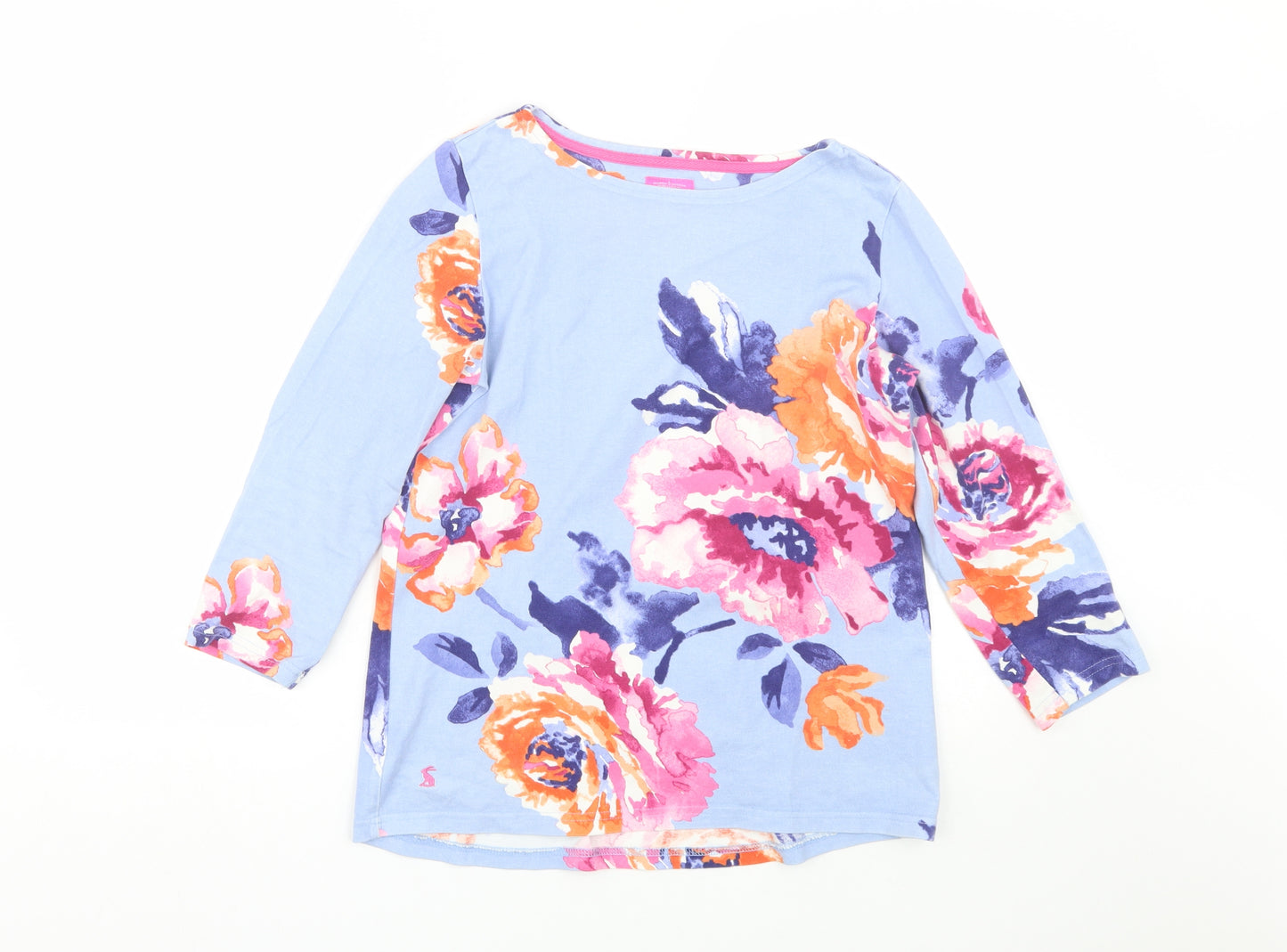 Joules Womens Blue Floral  Basic T-Shirt Size 10