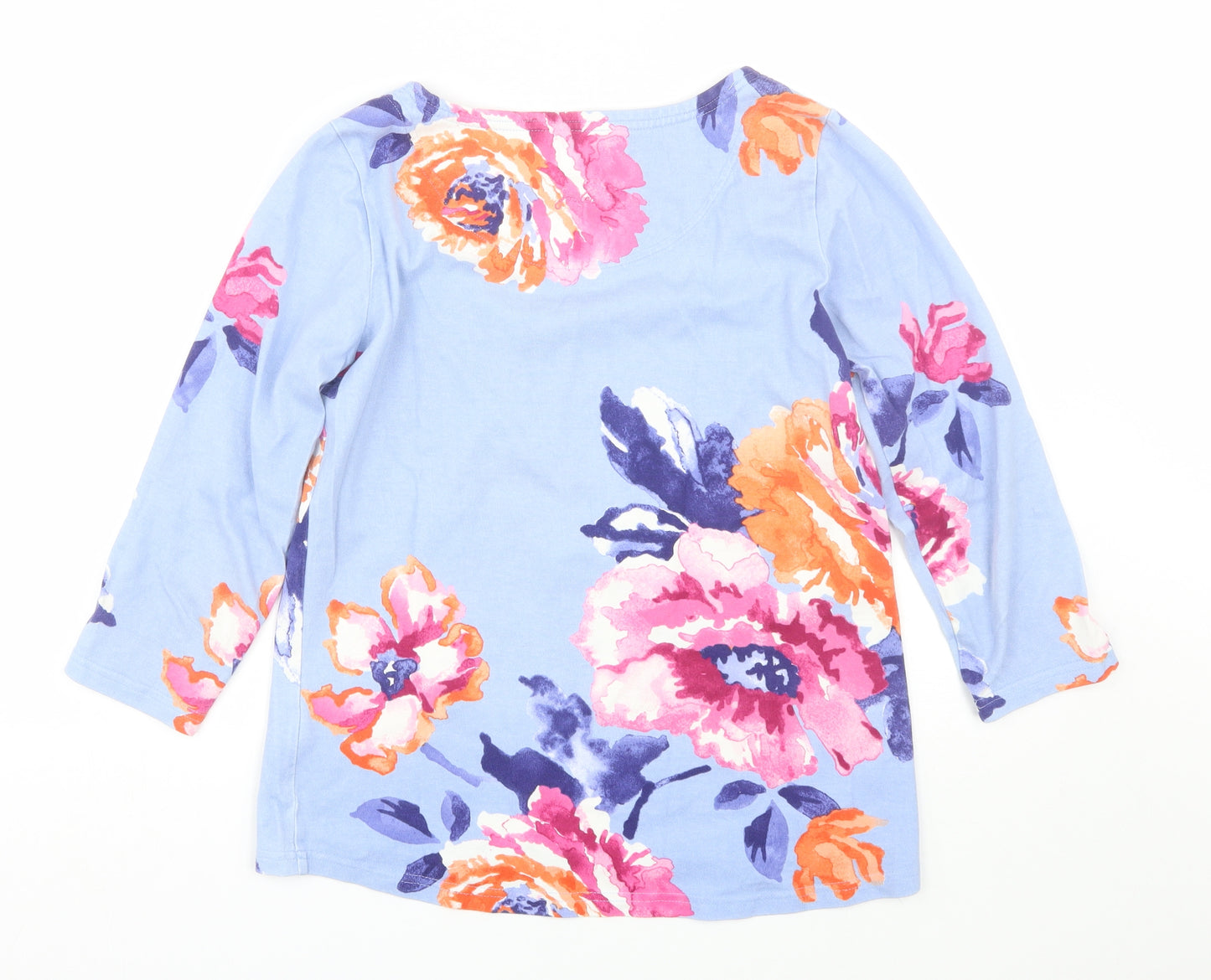 Joules Womens Blue Floral  Basic T-Shirt Size 10