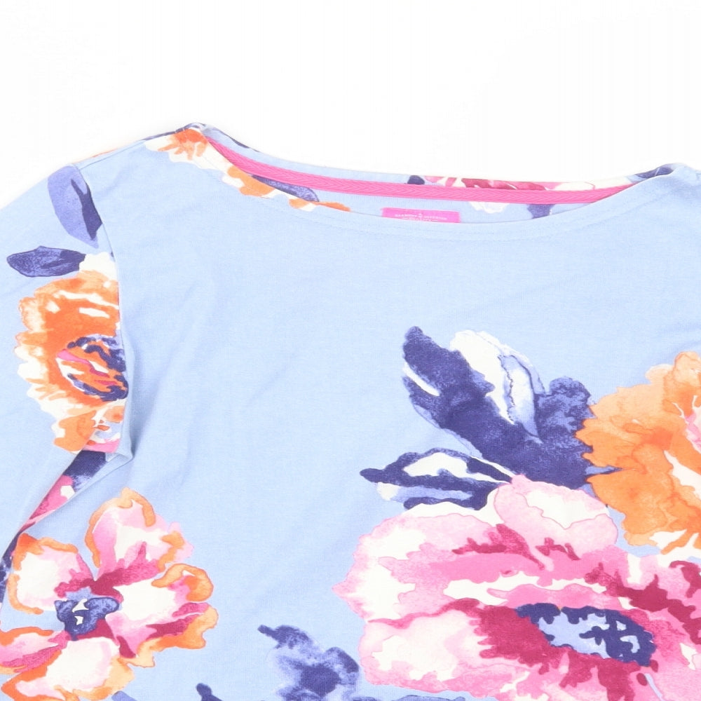 Joules Womens Blue Floral  Basic T-Shirt Size 10