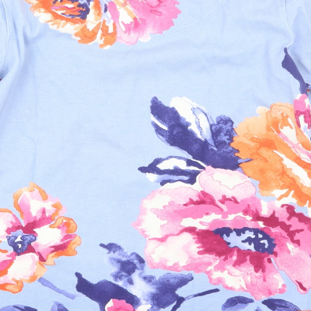 Joules Womens Blue Floral  Basic T-Shirt Size 10