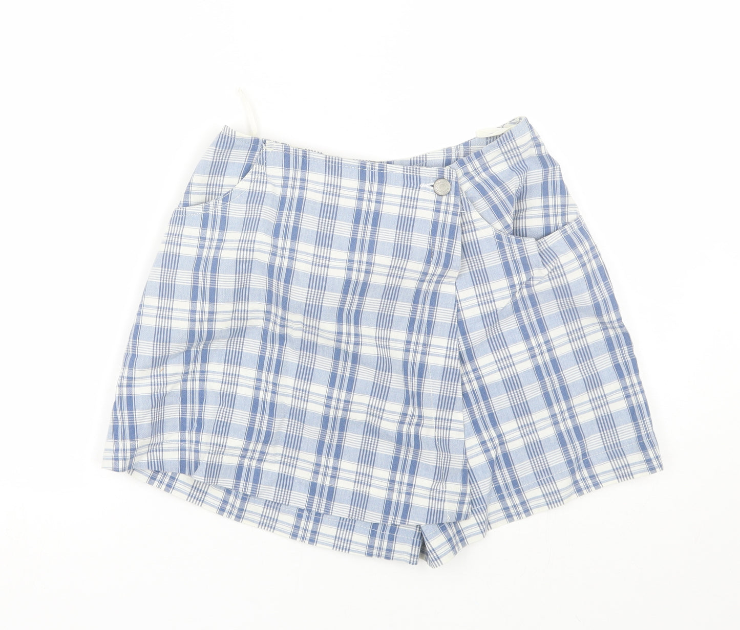 Blue Star Womens Blue Plaid  Cut-Off Shorts Size 12