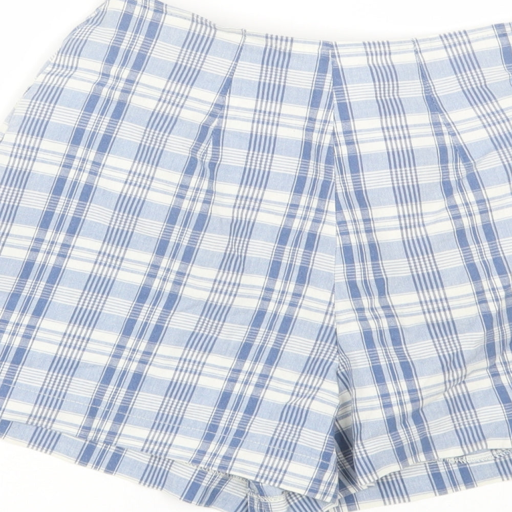 Blue Star Womens Blue Plaid  Cut-Off Shorts Size 12