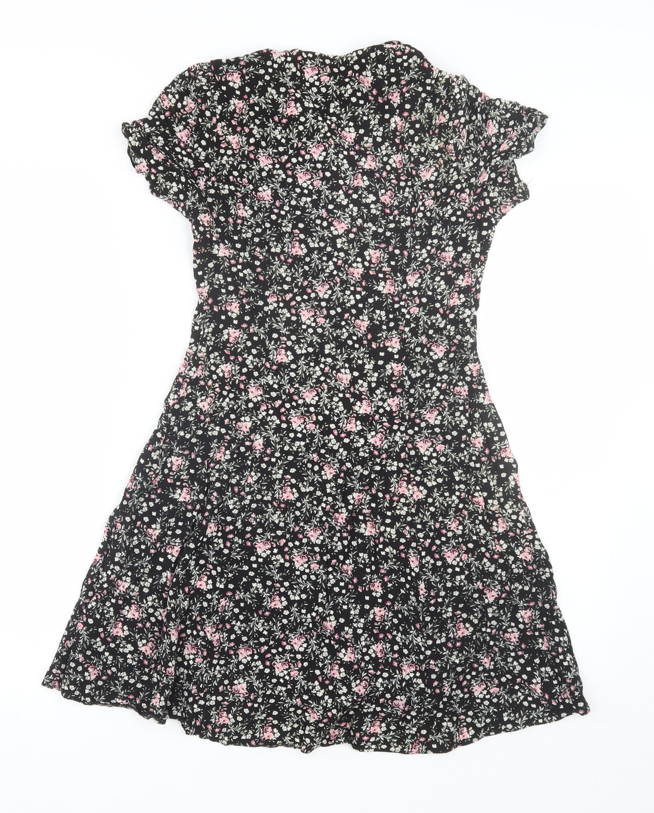 New Look Womens Black Floral  Shirt Dress  Size 8