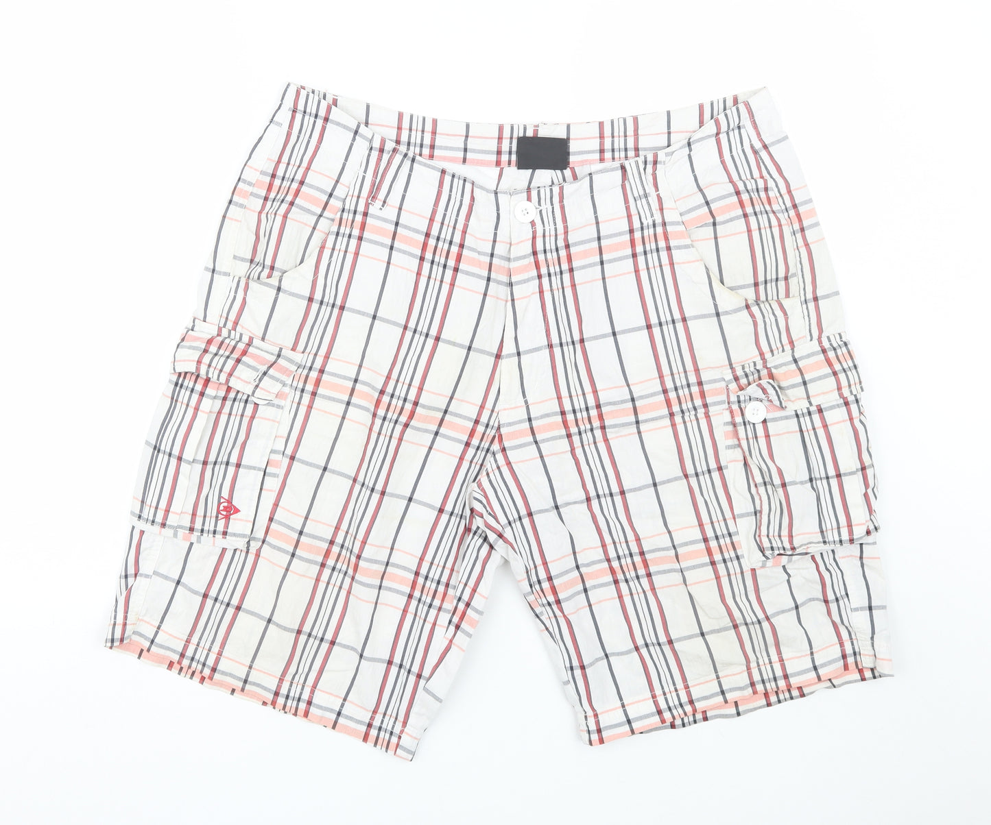 Dunlop Golf Mens White Plaid  Athletic Shorts Size L