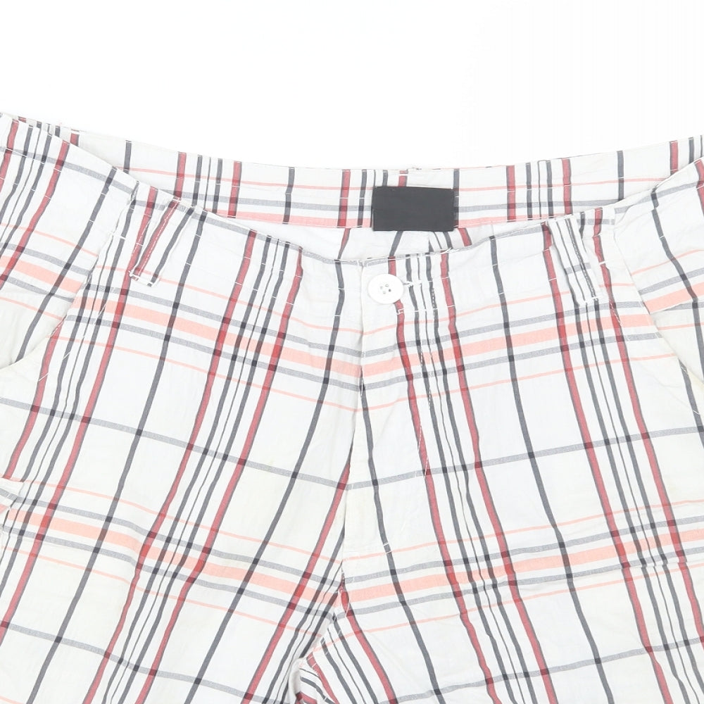 Dunlop Golf Mens White Plaid  Athletic Shorts Size L