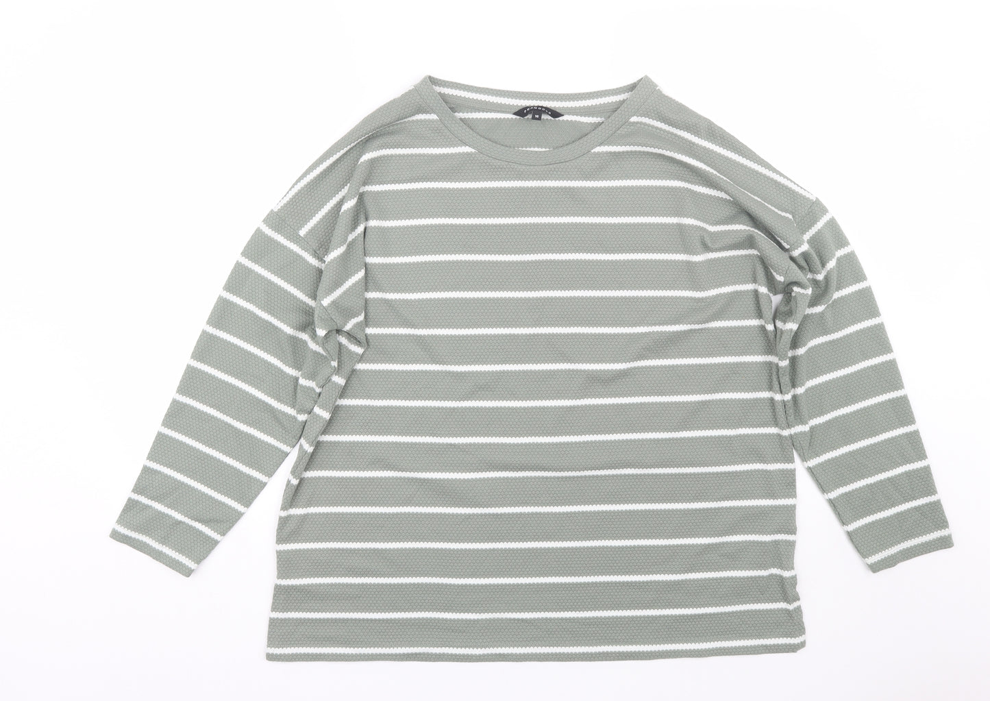 Peacocks Womens Green Striped  Basic T-Shirt Size 16