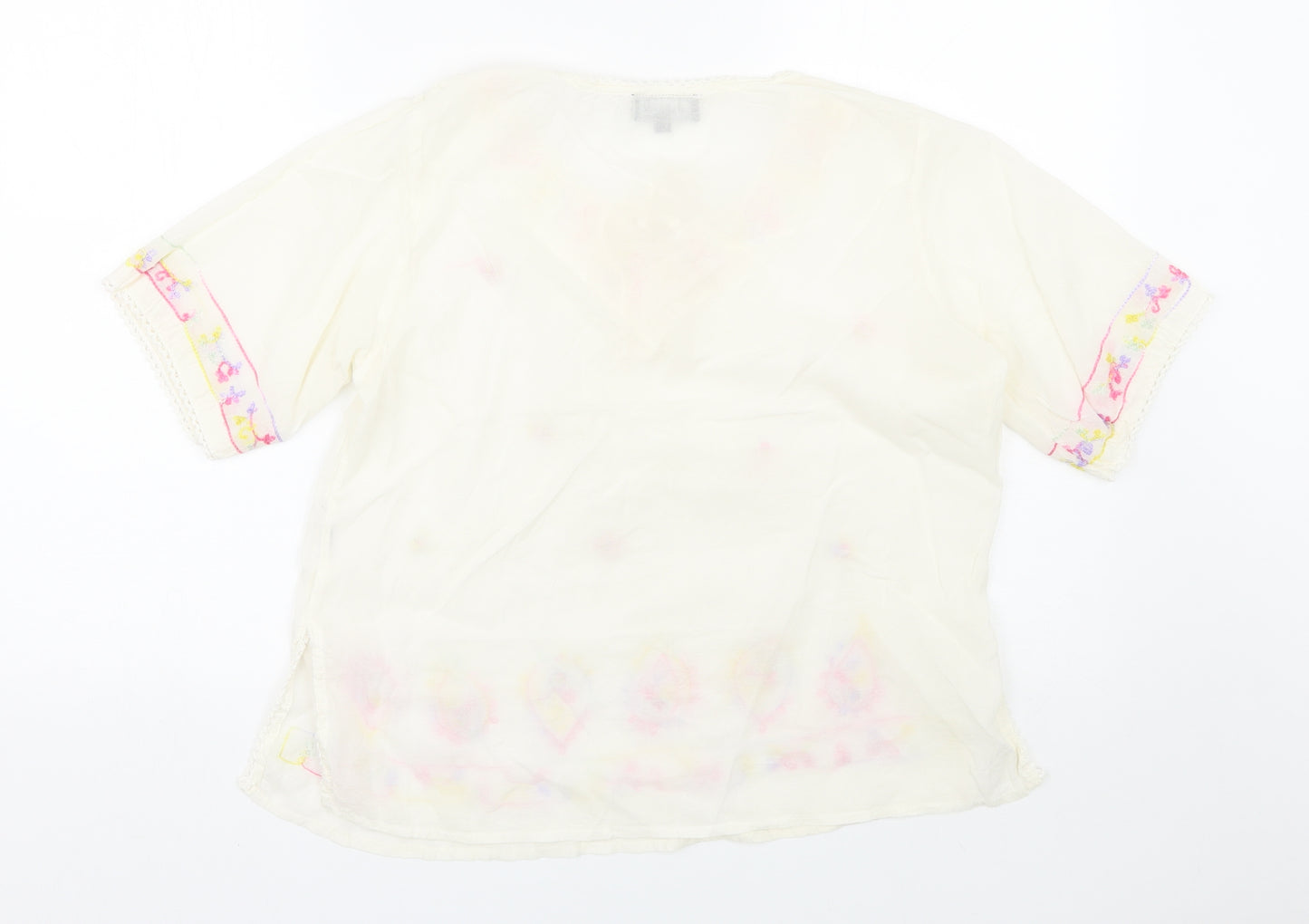 Ashanti Womens White Paisley  Basic Blouse Size L