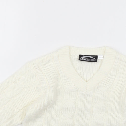 Slazenger Girls White   Pullover Jumper Size 9-10 Years