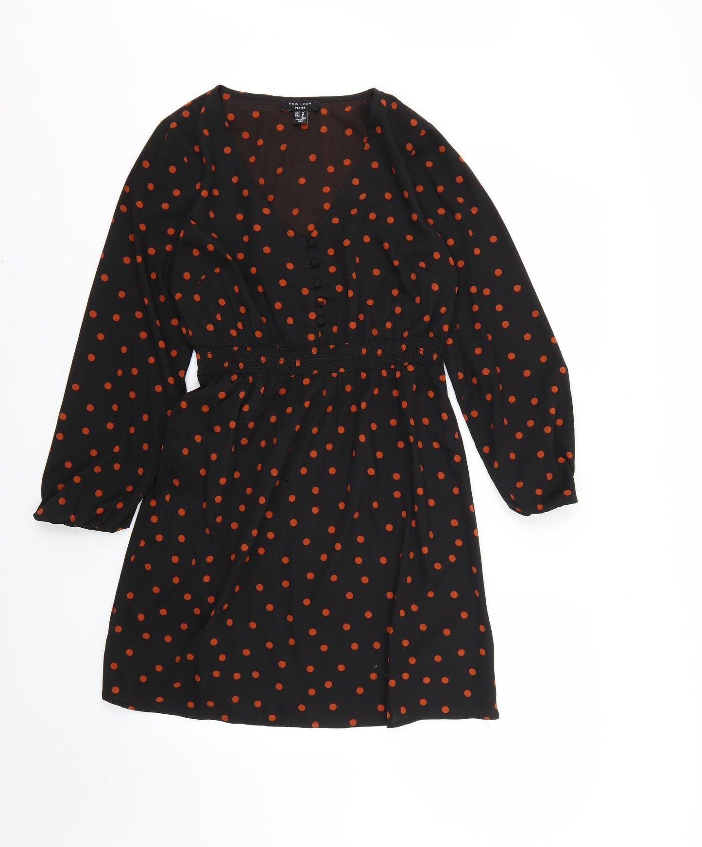 New Look Womens Black Polka Dot  Shirt Dress  Size 10