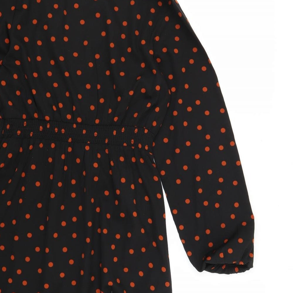 New Look Womens Black Polka Dot  Shirt Dress  Size 10