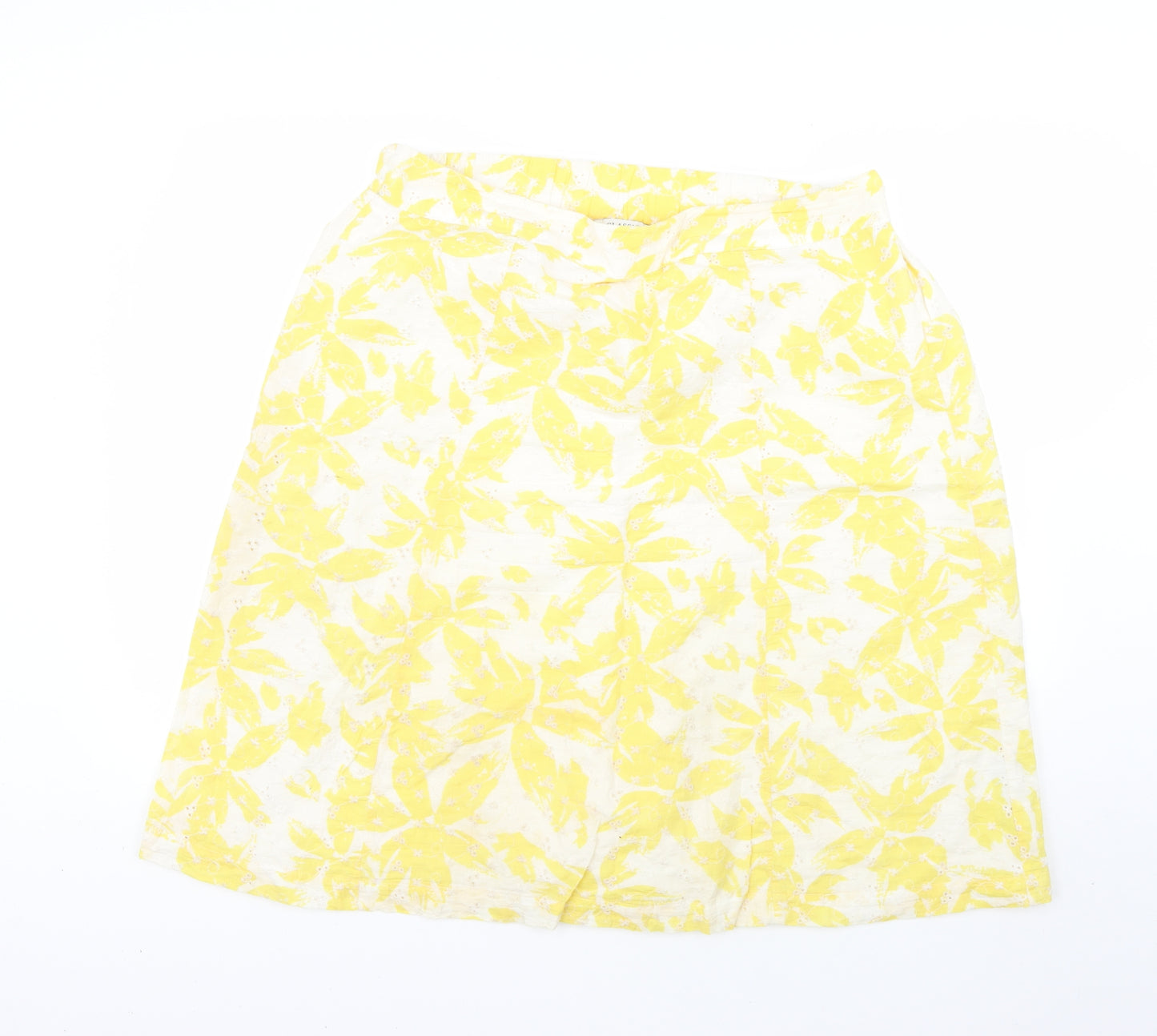 Marks and Spencer Womens Yellow Floral  Flare Skirt Size 16