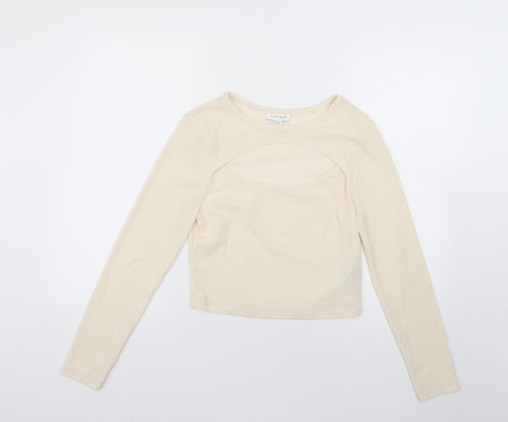 Topshop Womens Beige   Basic T-Shirt Size 14