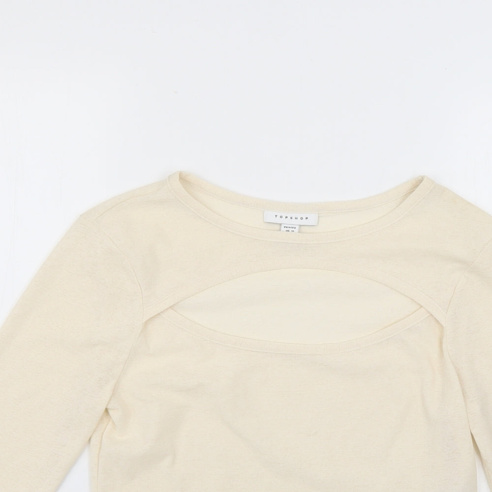Topshop Womens Beige   Basic T-Shirt Size 14