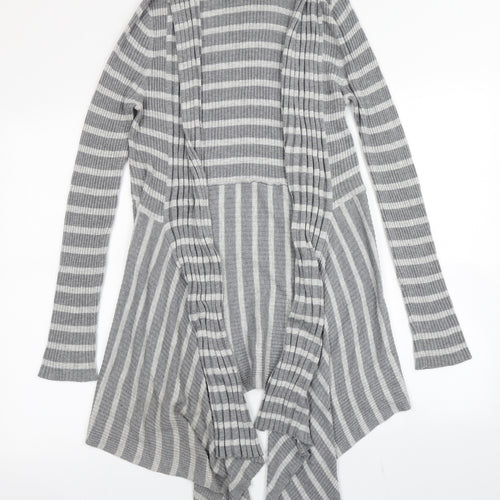 Marks & Spencer Womens Grey Striped Knit Cardigan Jumper Size 12