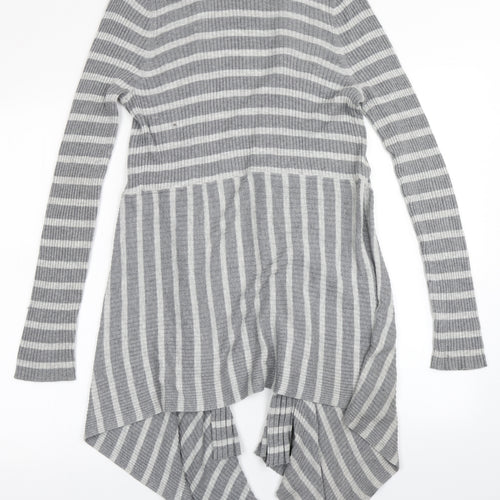 Marks & Spencer Womens Grey Striped Knit Cardigan Jumper Size 12