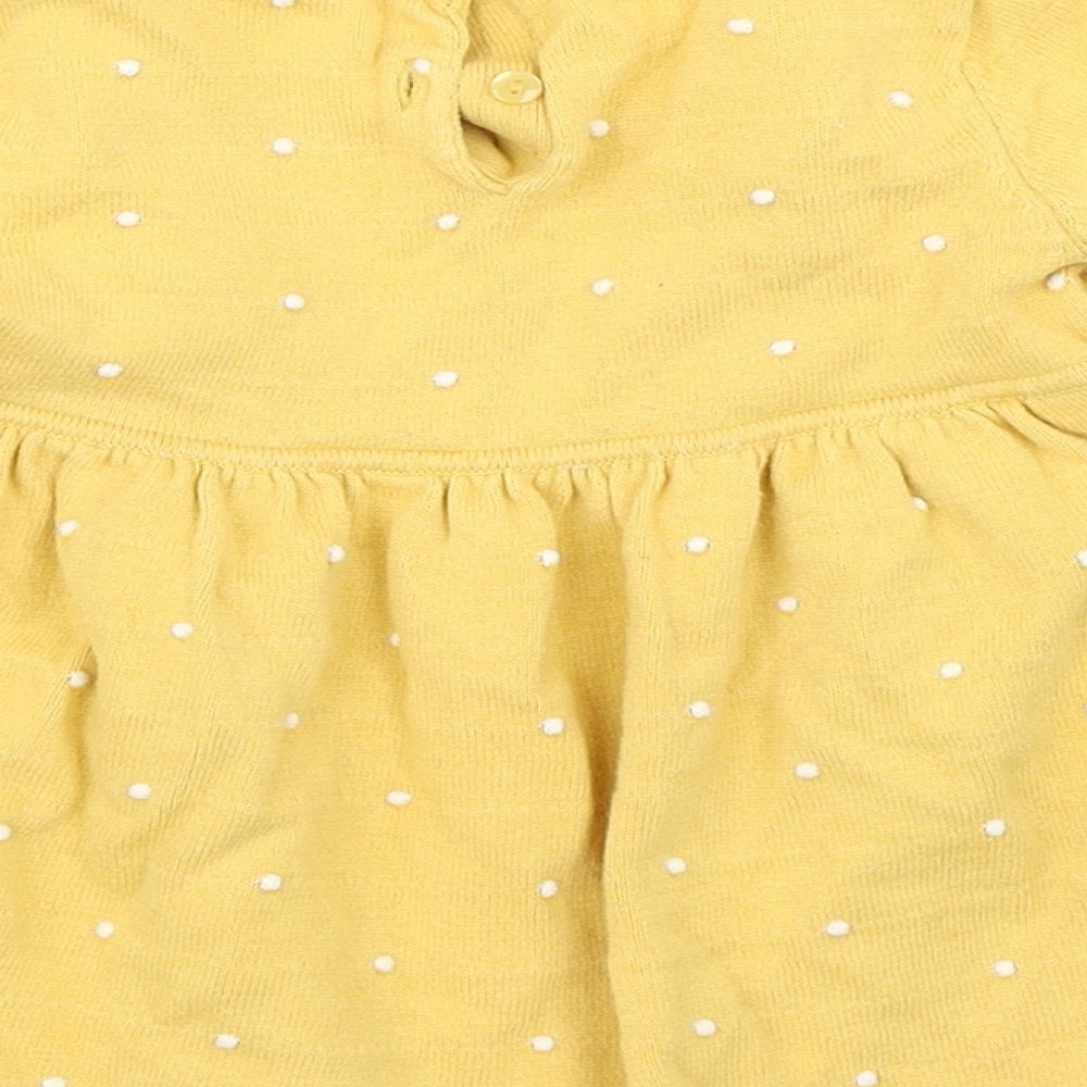 H&M Girls Yellow Polka Dot Knit Skater Dress  Size 12-18 Months