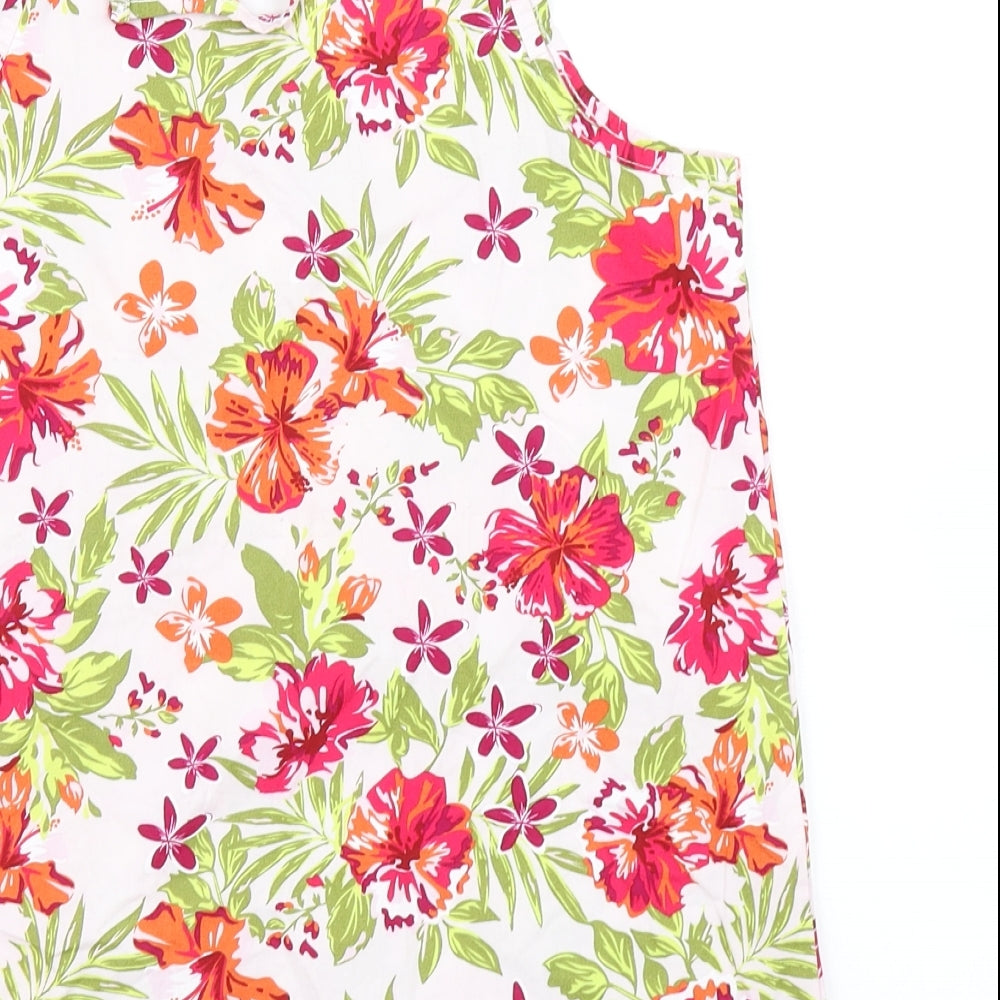 Lily & Dan Girls White Floral  Basic Tank Size 11-12 Years