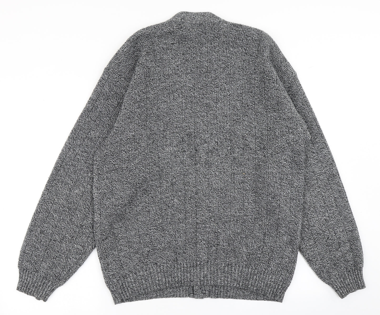 Menswear Mens Grey  Knit Cardigan Jumper Size L