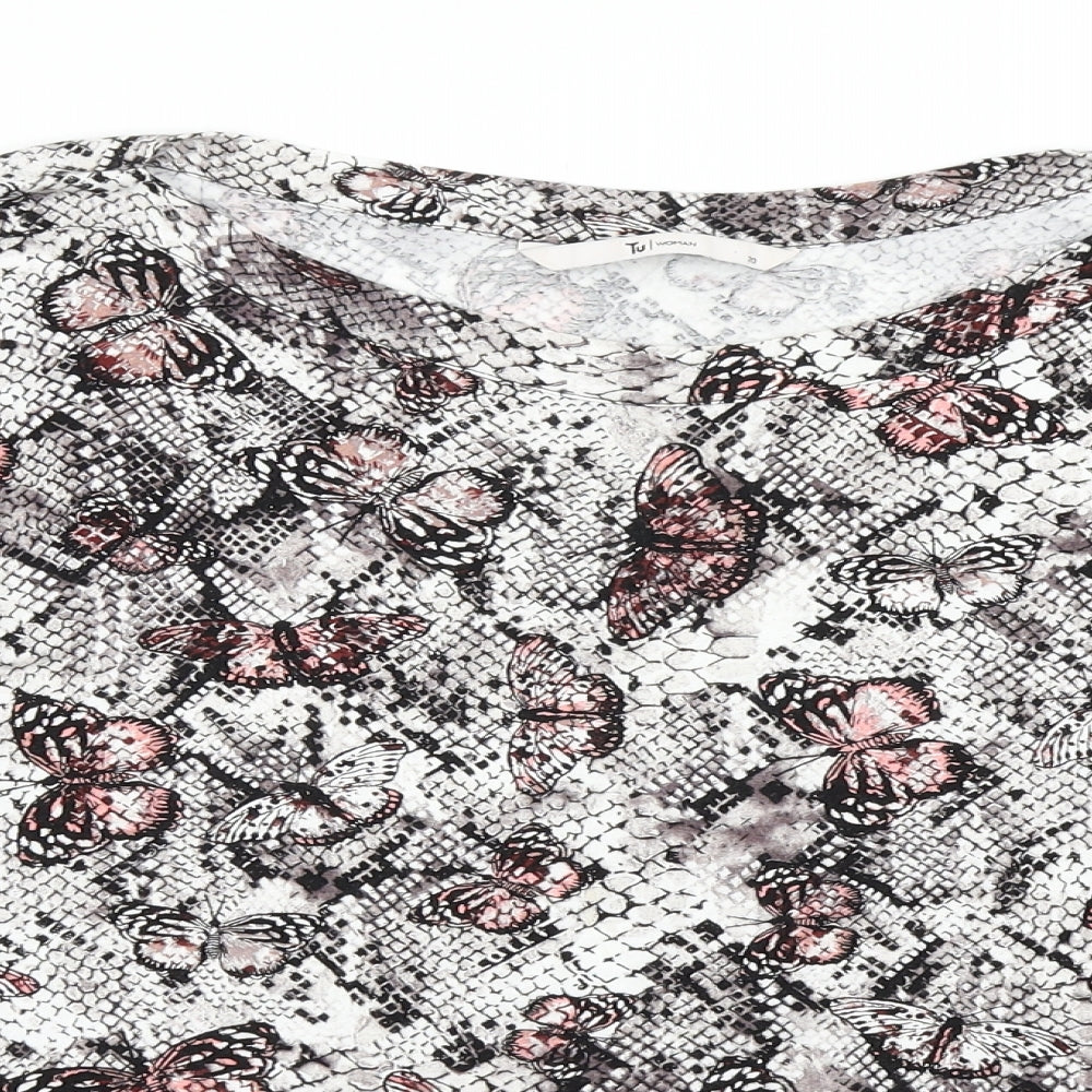 TU Womens Grey Animal Print  Basic T-Shirt Size 20