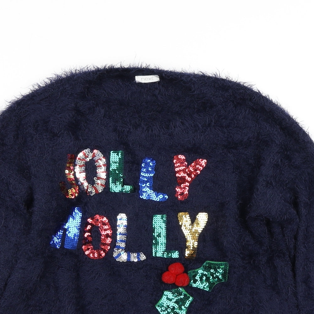 NEXT Girls Blue  Knit Pullover Jumper Size 12 Years  - Christmas Jumper