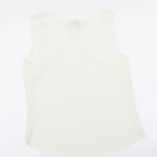 OPasis Womens Ivory   Basic Blouse Size 10  - Scalloped hem
