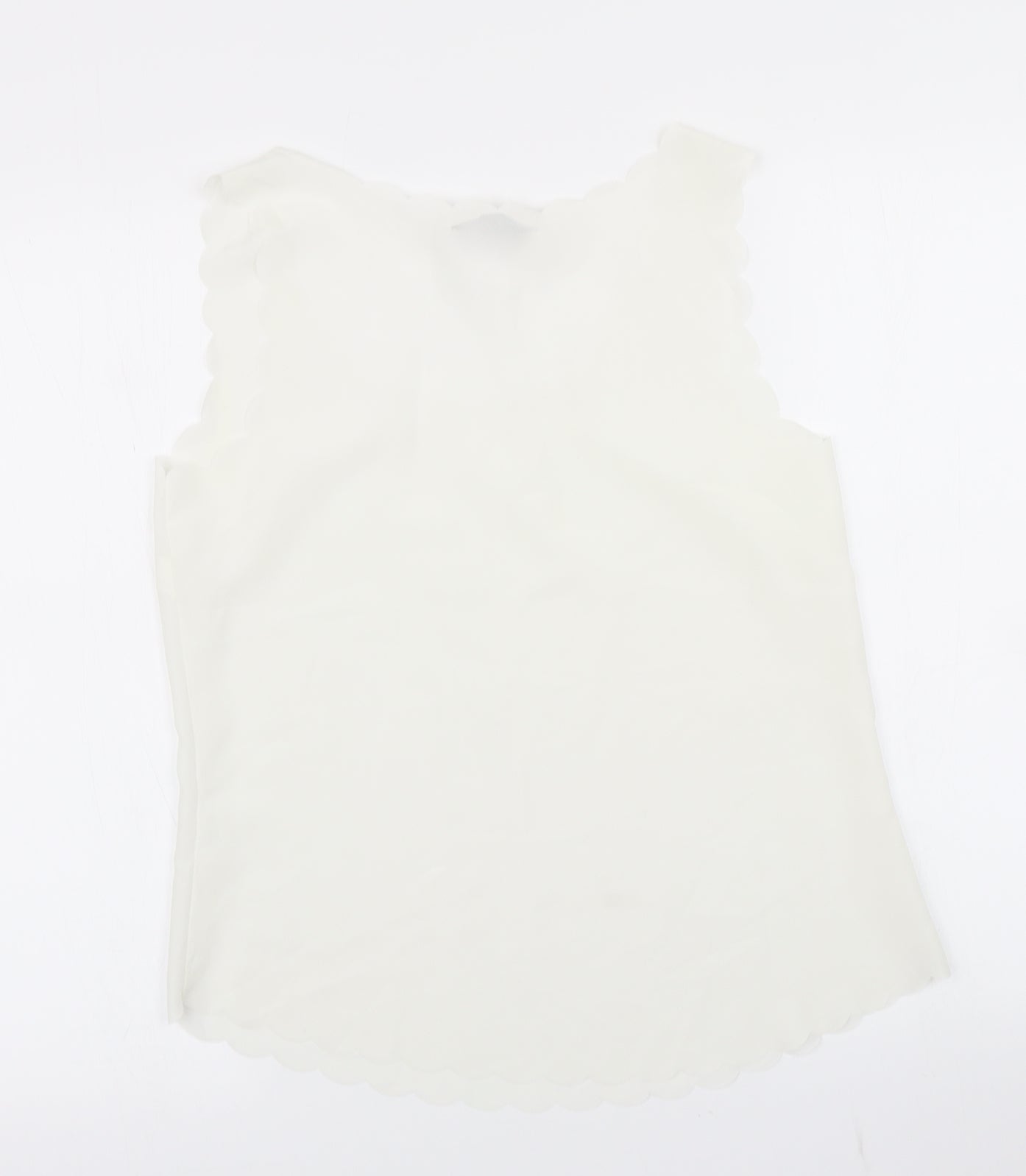 OPasis Womens Ivory   Basic Blouse Size 10  - Scalloped hem