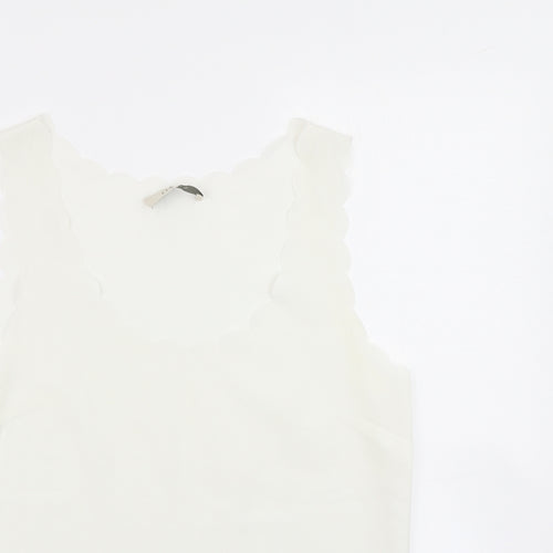 OPasis Womens Ivory   Basic Blouse Size 10  - Scalloped hem