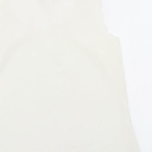 OPasis Womens Ivory   Basic Blouse Size 10  - Scalloped hem