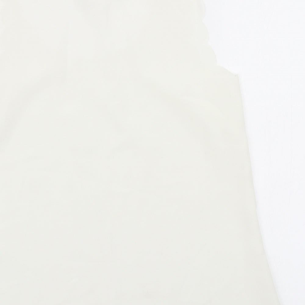 OPasis Womens Ivory   Basic Blouse Size 10  - Scalloped hem