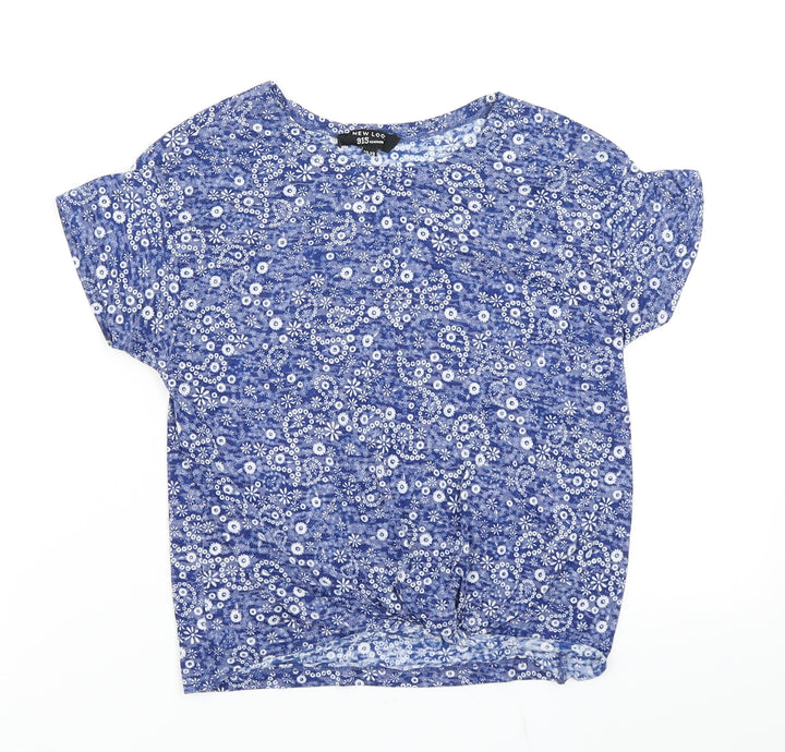 915 Generation Girls Blue Floral  Basic T-Shirt Size 12-13 Years