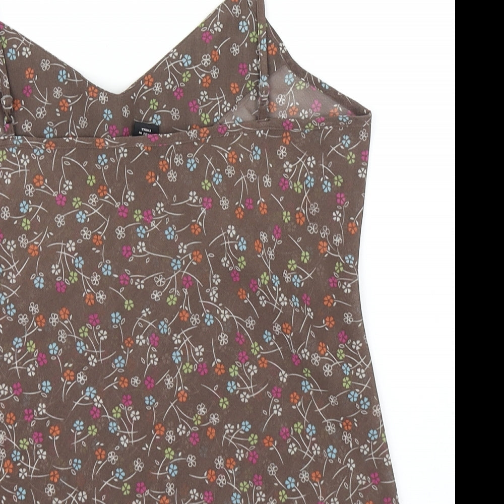 H&M Womens Brown Floral  Camisole Blouse Size 8