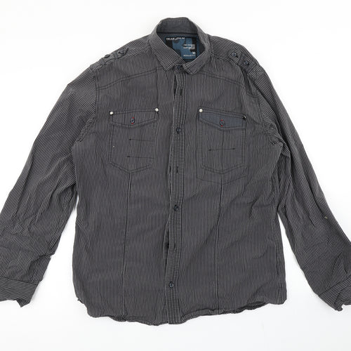 NEXT Mens Black Striped   Button-Up Size M