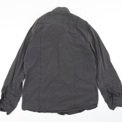 NEXT Mens Black Striped   Button-Up Size M