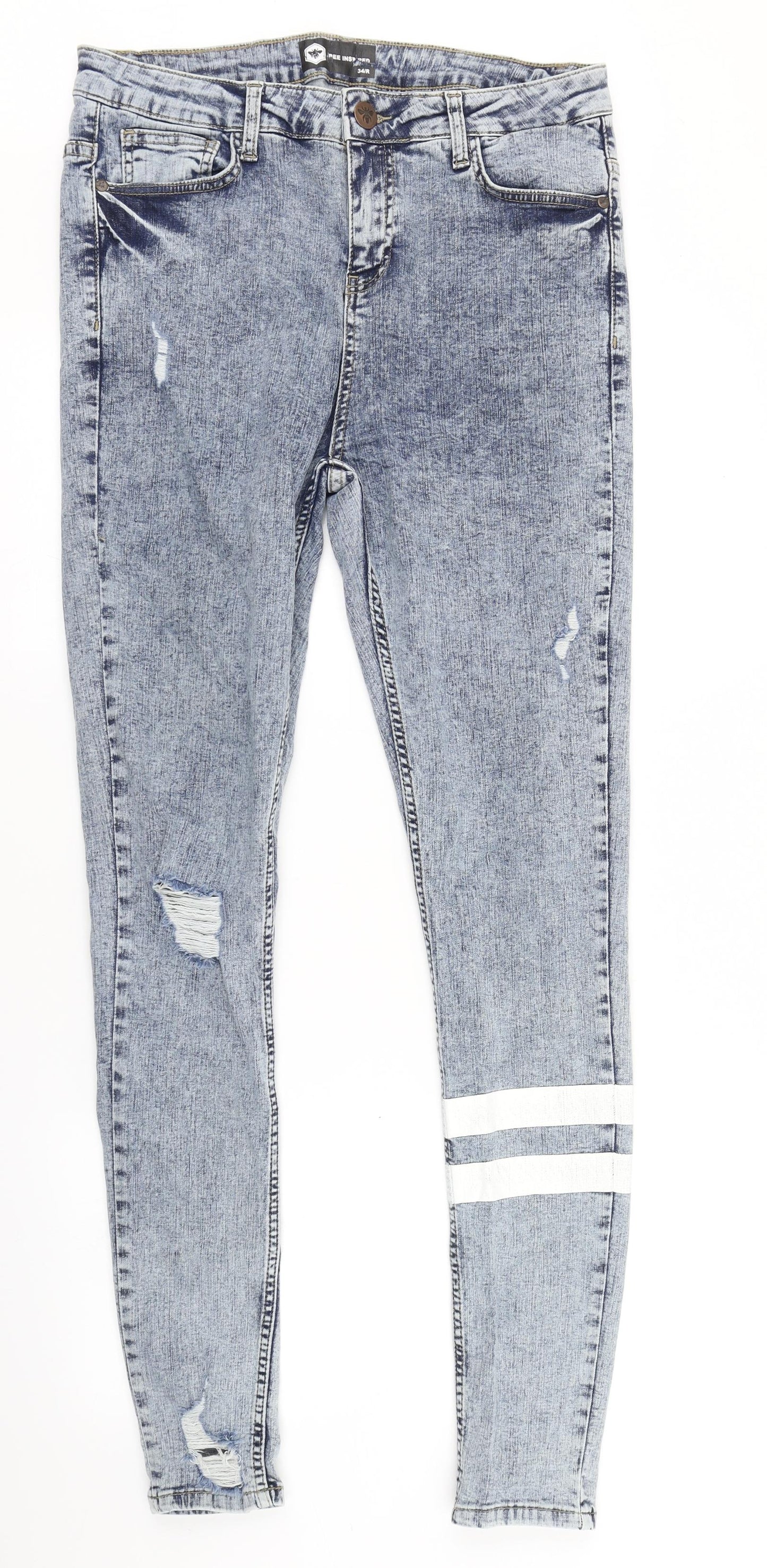 Bee Inspired Womens Blue  Denim Skinny Jeans Size 34 in L31 in