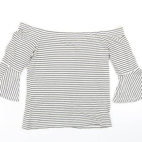 Topshop Womens Blue Striped  Basic T-Shirt Size 8