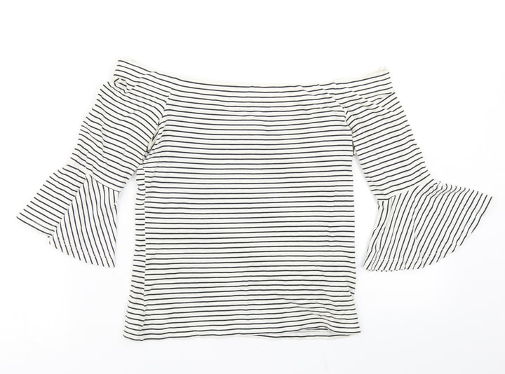 Topshop Womens Blue Striped  Basic T-Shirt Size 8