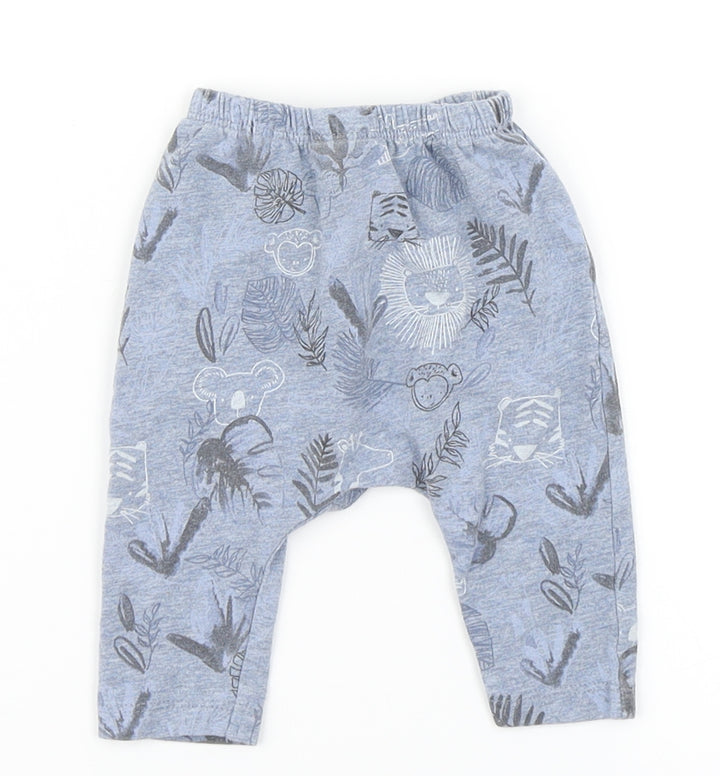 NEXT Boys Blue Floral Jogger Trousers Size 3-6 Months