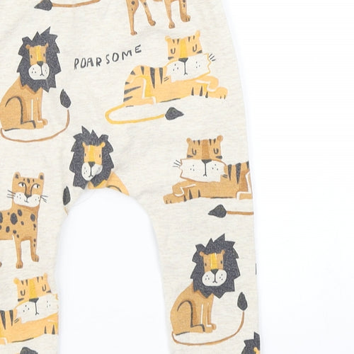 NEXT Boys Beige   Jogger Trousers Size 6-9 Months  - Lion/Tiger print