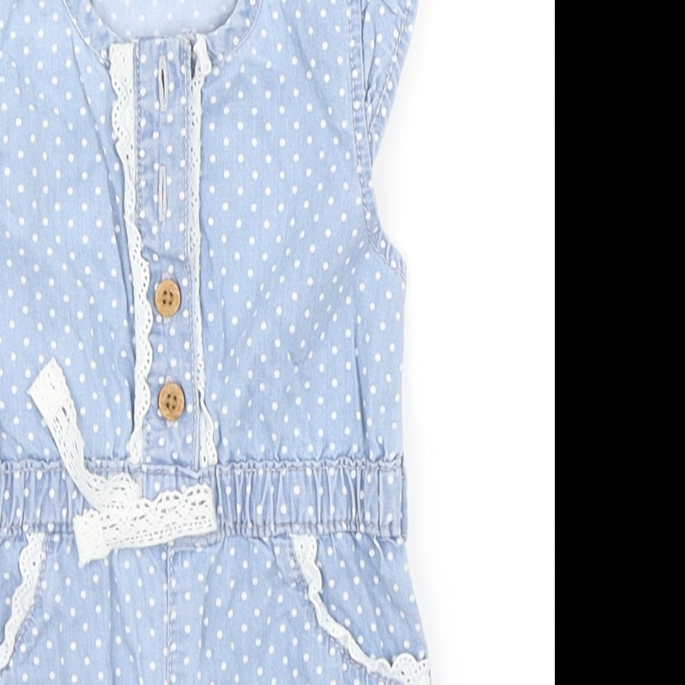 George Girls Blue Polka Dot  Romper One-Piece Size 0-3 Months