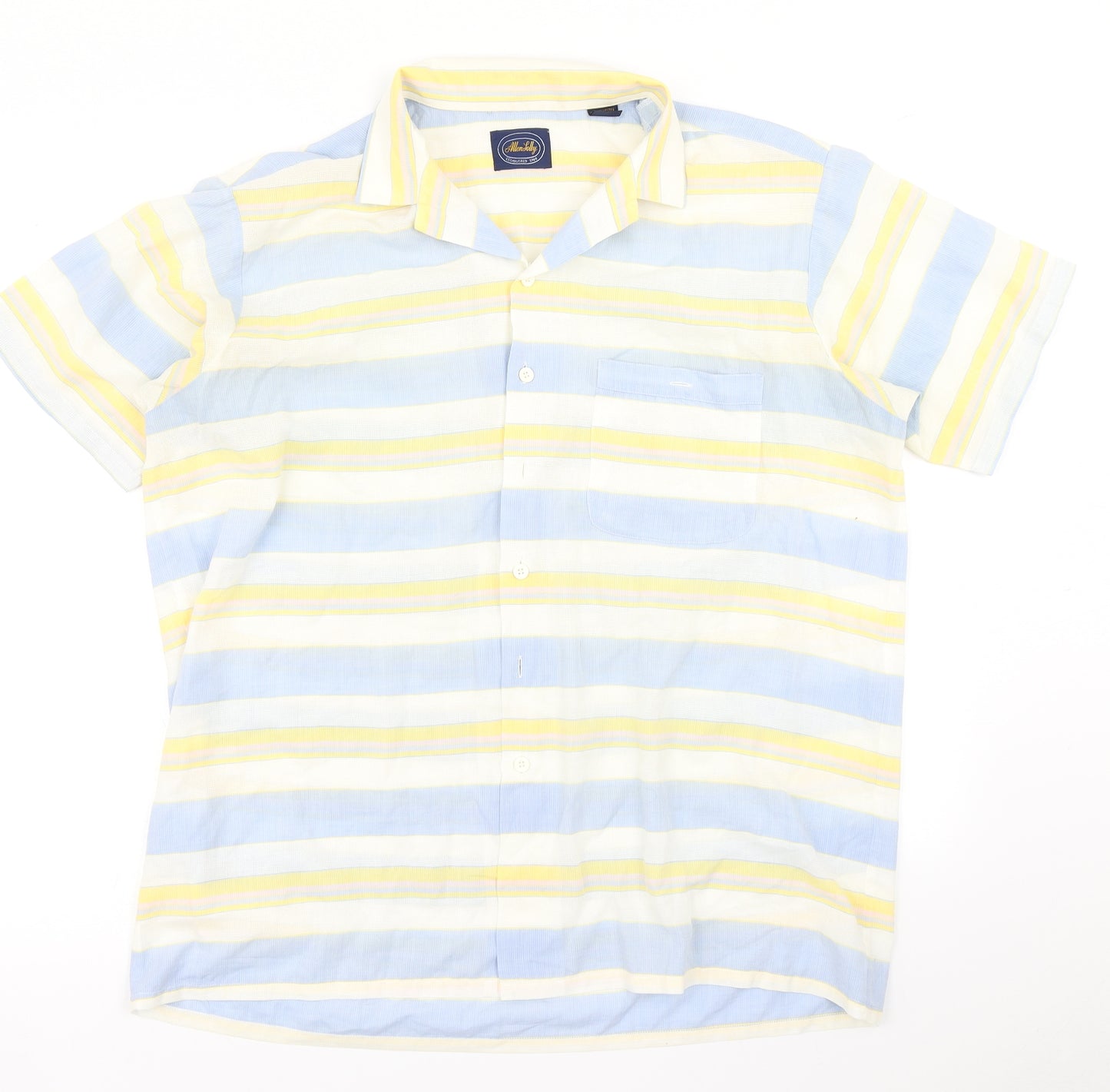 Allen Jolly Womens Blue Striped  Basic Button-Up Size L