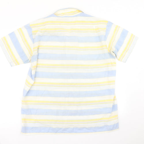 Allen Jolly Womens Blue Striped  Basic Button-Up Size L