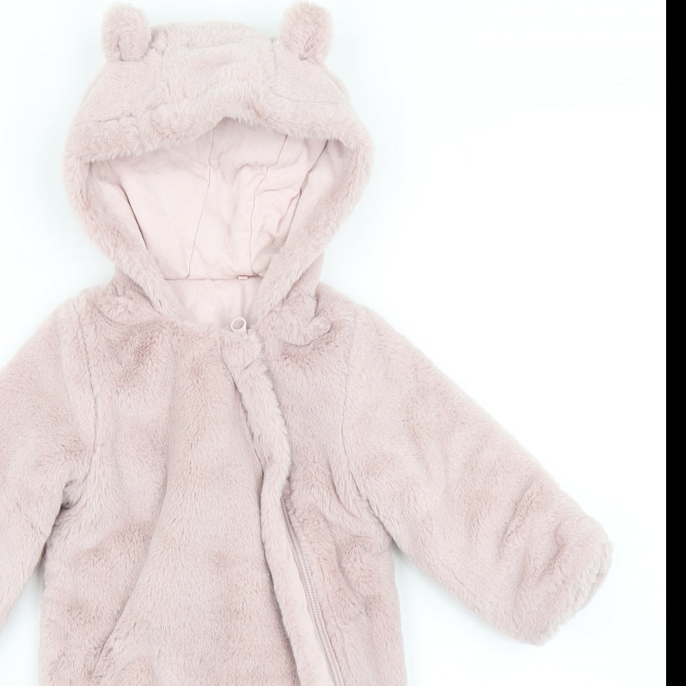 TU Girls Pink   Overcoat Snowsuit Size 0-3 Months